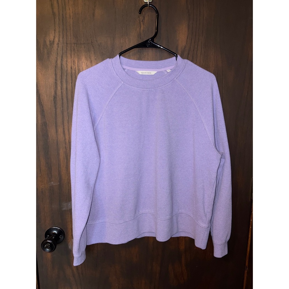7Diamonds Generation Womens Lavender Purple Plush Crewneck Sweatshirt Size M